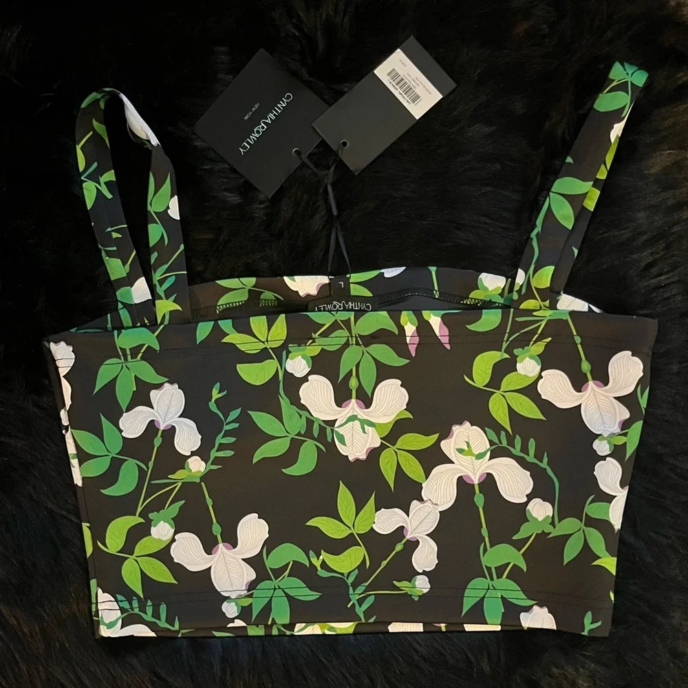 Cynthia Rowley Devi Bonded Tank - Green/White Floral - Picture 7 of 7
